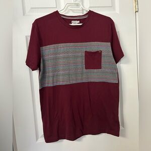 Maroon Short Sleeve Pocket Tee with Patterned Chest Panel